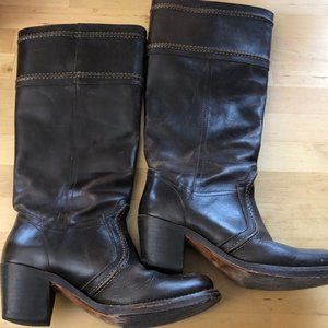 FRYE leather calf-high boots- wide
